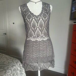 Christina Silver Crochet Top